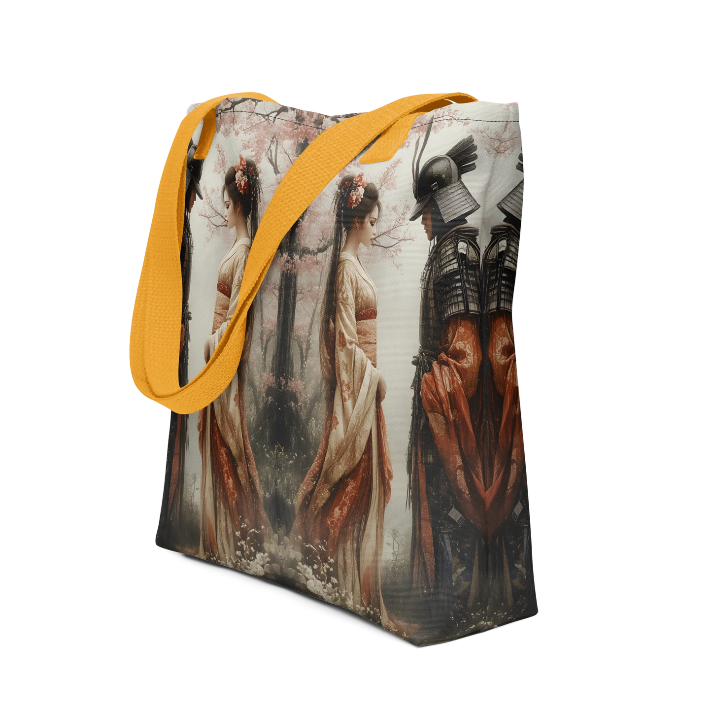 Geisha and her Samurai tote bag all over print