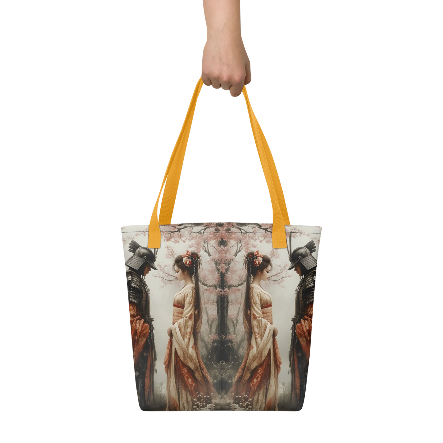 Geisha and her Samurai tote bag all over print