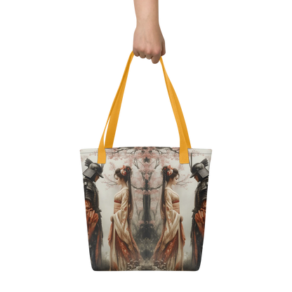 Geisha and her Samurai tote bag all over print