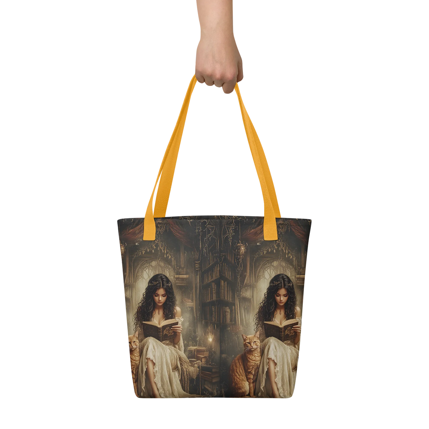 The Librarian tote bag all over print