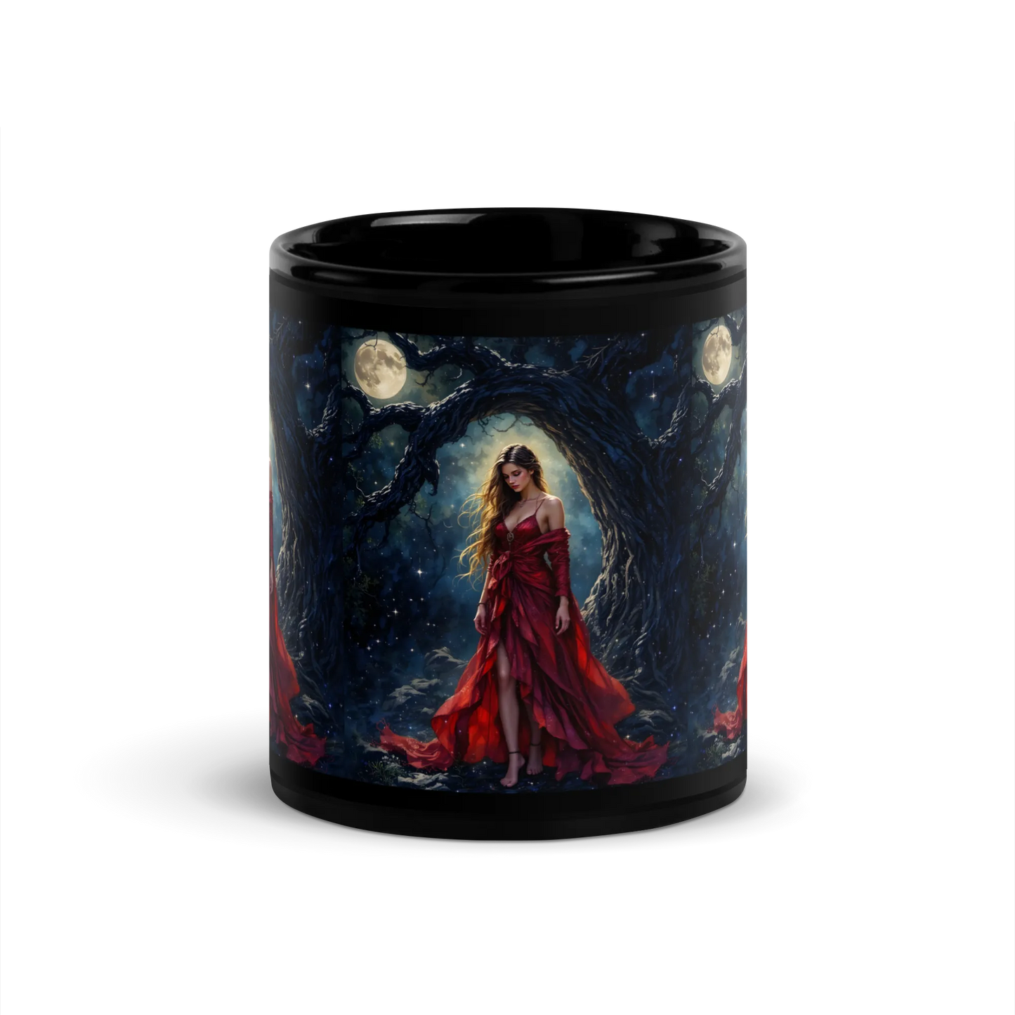 Lady in Red black mug