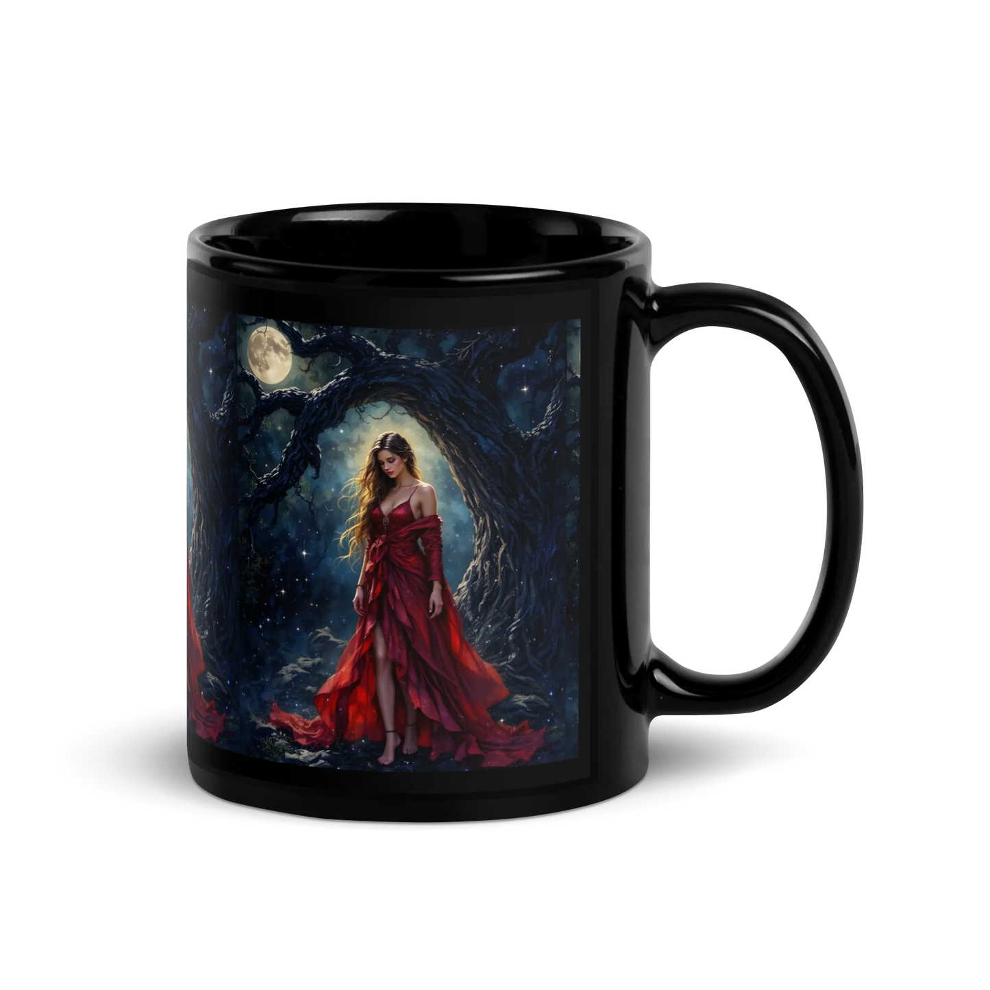 Lady in Red black mug