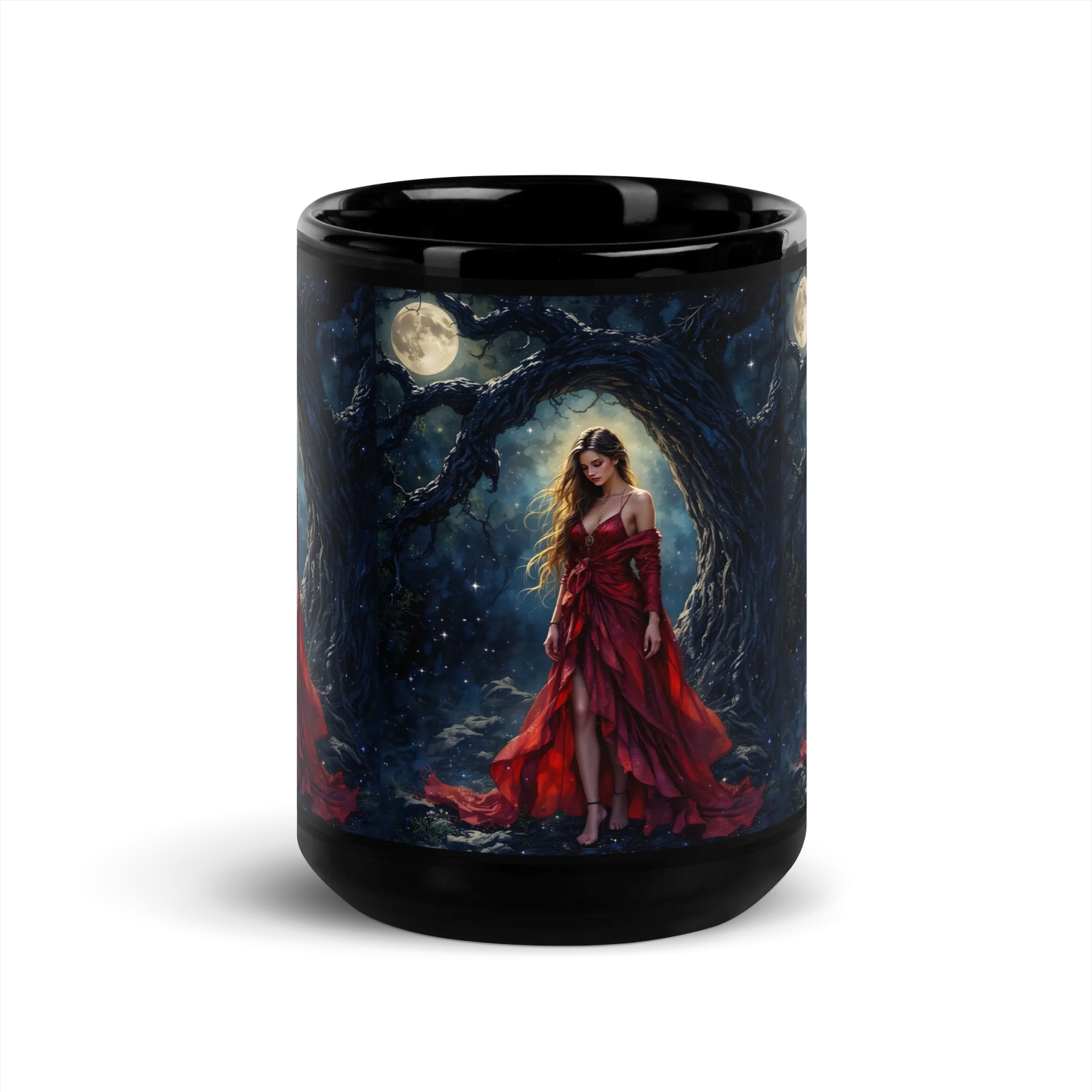 Lady in Red black mug