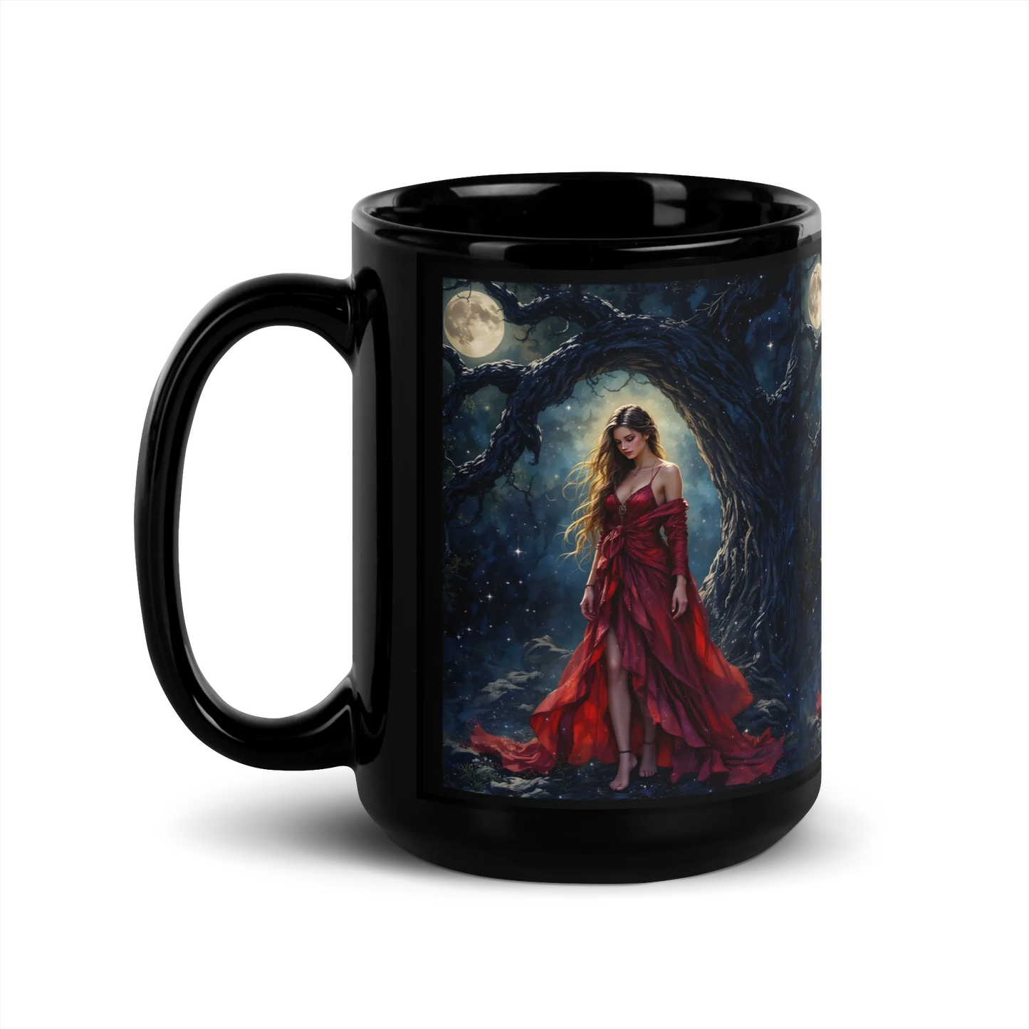 Lady in Red black mug