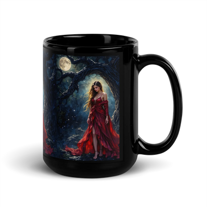 Lady in Red black mug