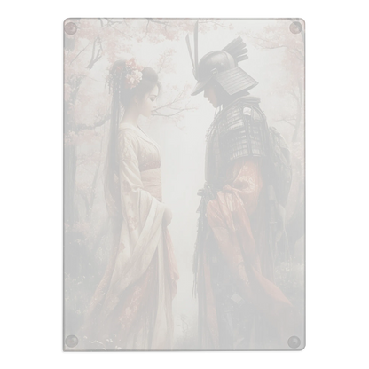 Geisha and her Samurai glass cutting board
