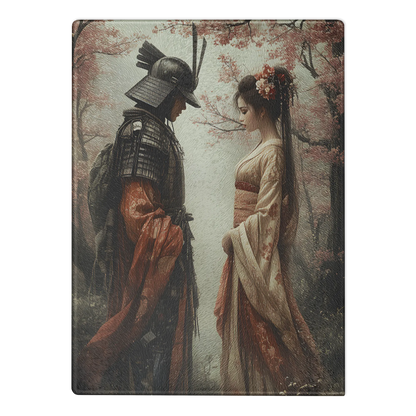 Geisha and her Samurai glass cutting board