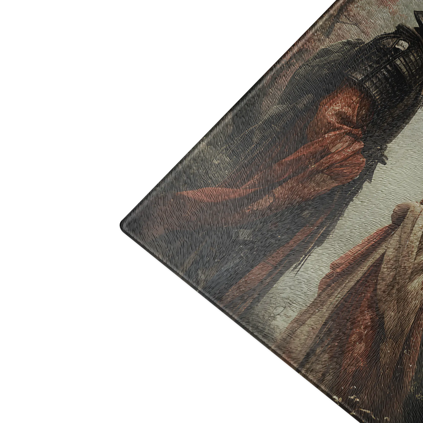 Geisha and her Samurai glass cutting board