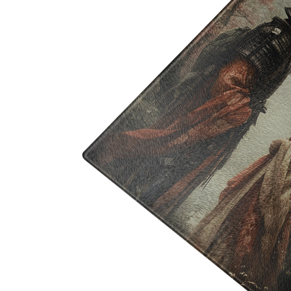 Geisha and her Samurai glass cutting board