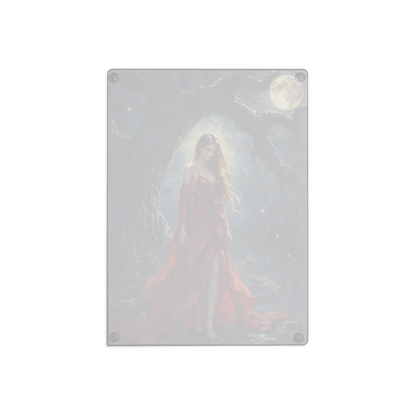 Lady in Red glass cutting board