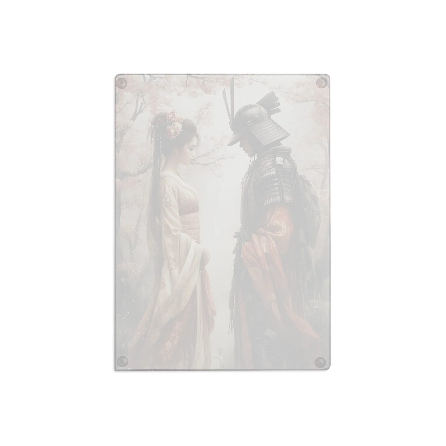 Geisha and her Samurai glass cutting board