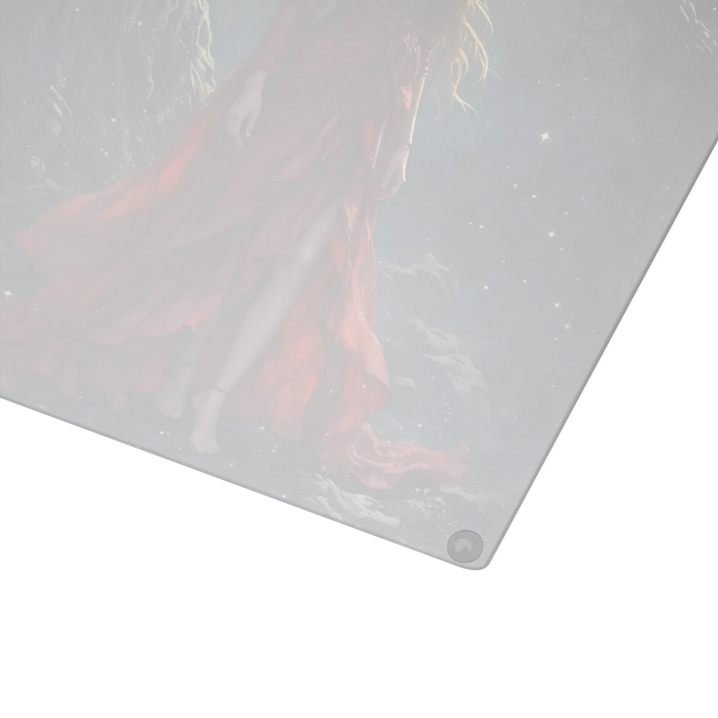 Lady in Red glass cutting board