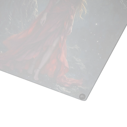 Lady in Red glass cutting board
