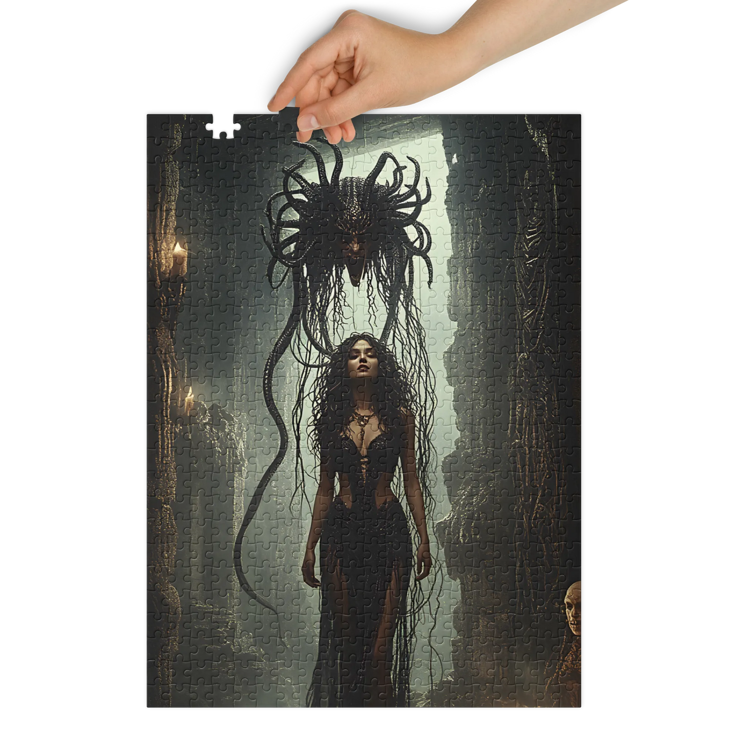 Birth of Medusa Jigsaw puzzle with tin