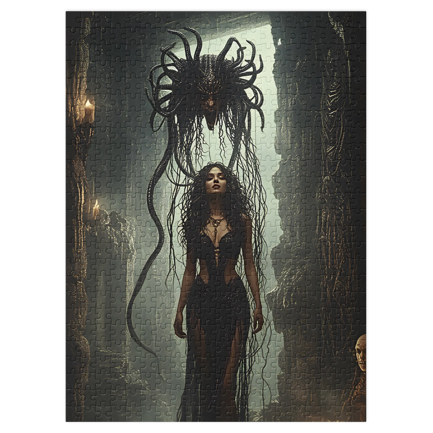 Birth of Medusa Jigsaw puzzle with tin