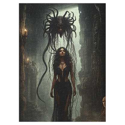 Birth of Medusa Jigsaw puzzle with tin
