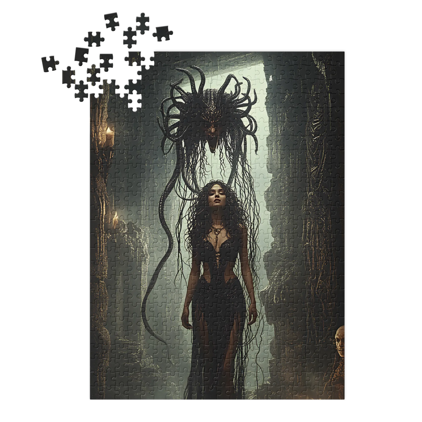 Birth of Medusa Jigsaw puzzle with tin