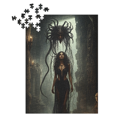 Birth of Medusa Jigsaw puzzle with tin
