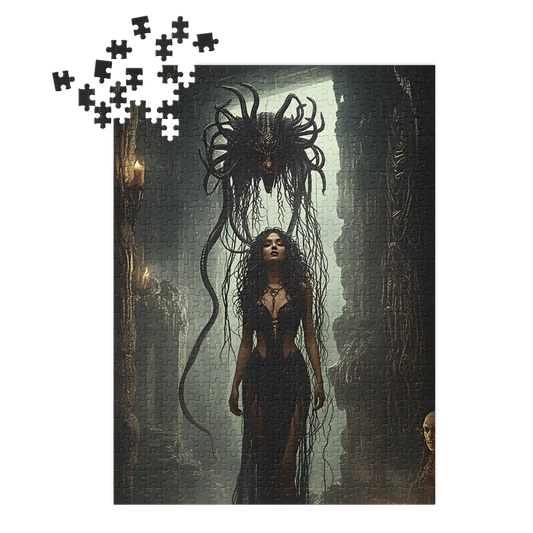 Birth of Medusa Jigsaw puzzle with tin