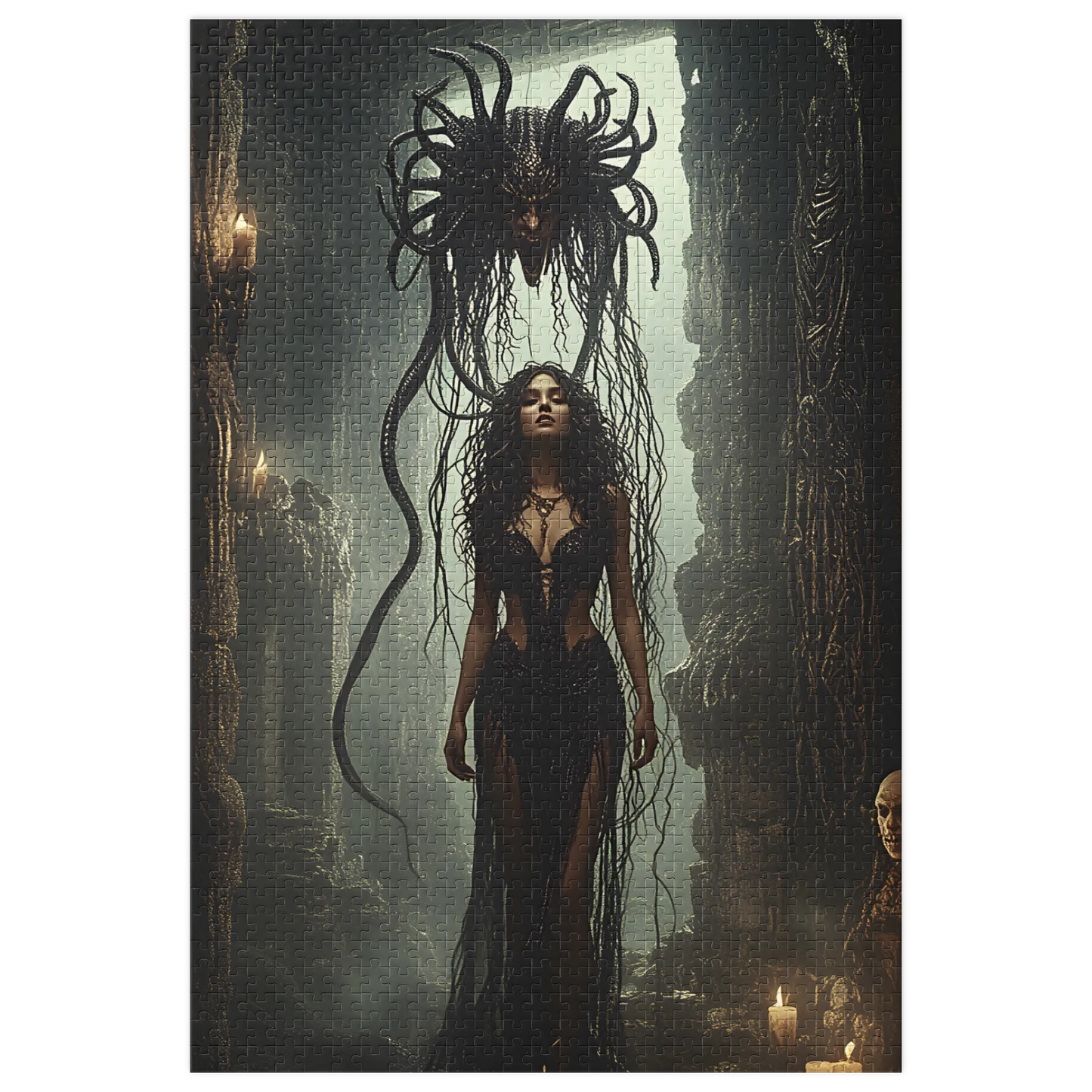 Birth of Medusa Jigsaw puzzle with tin