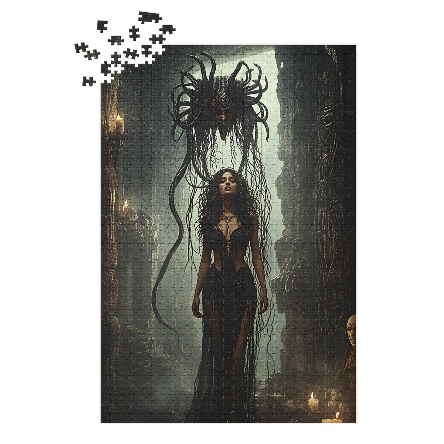 Birth of Medusa Jigsaw puzzle with tin