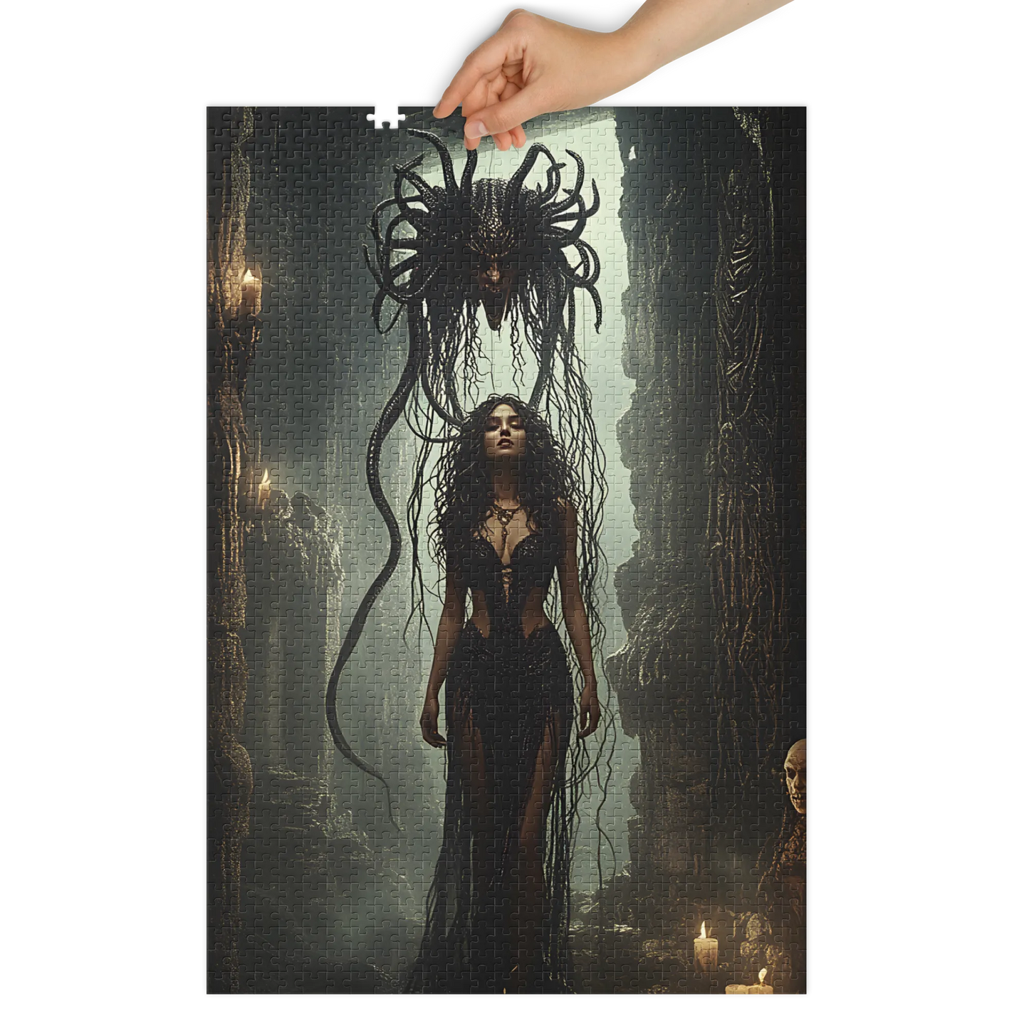 Birth of Medusa Jigsaw puzzle with tin