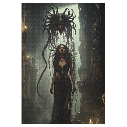 Birth of Medusa Jigsaw puzzle with tin