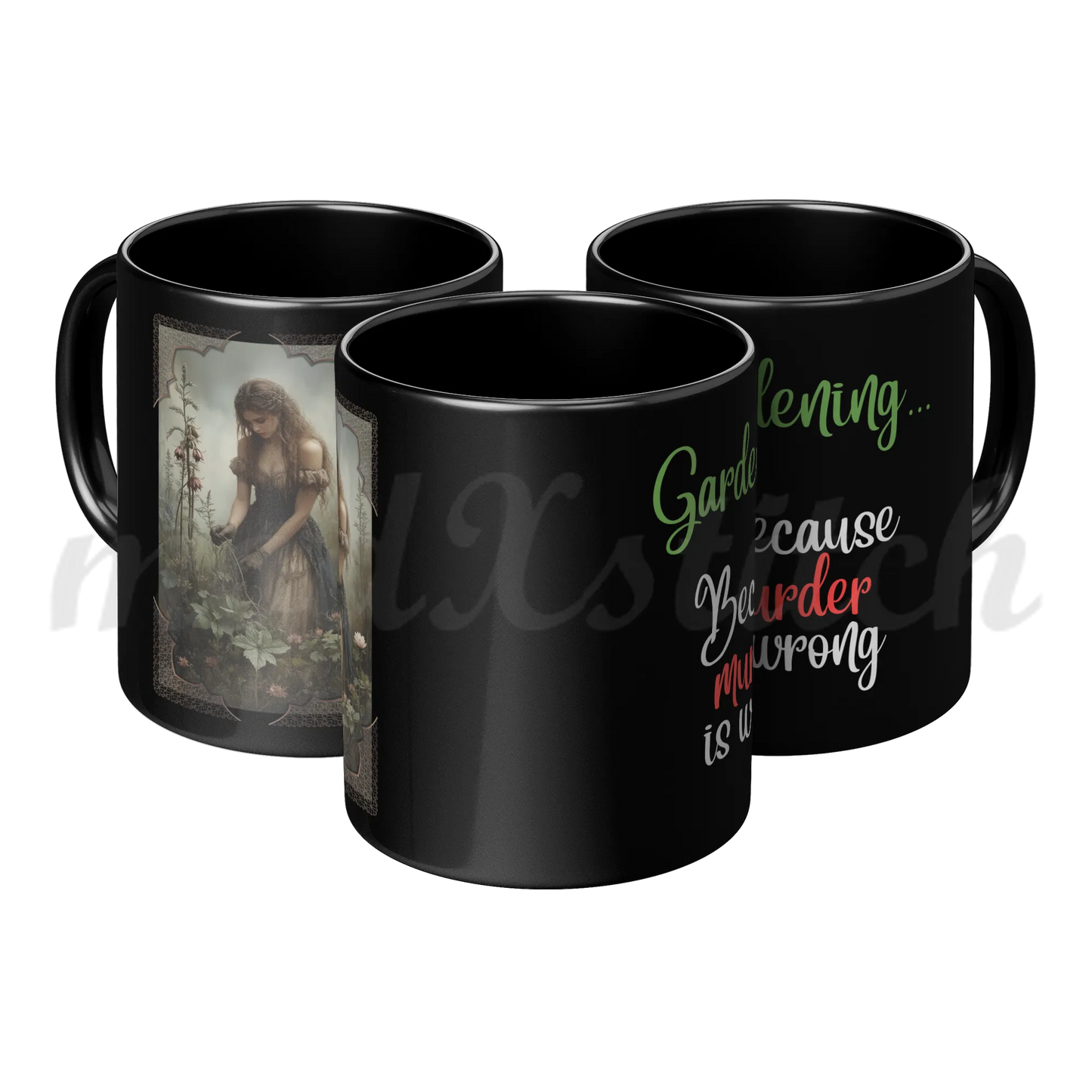 Gardening...  Black Mug 11oz