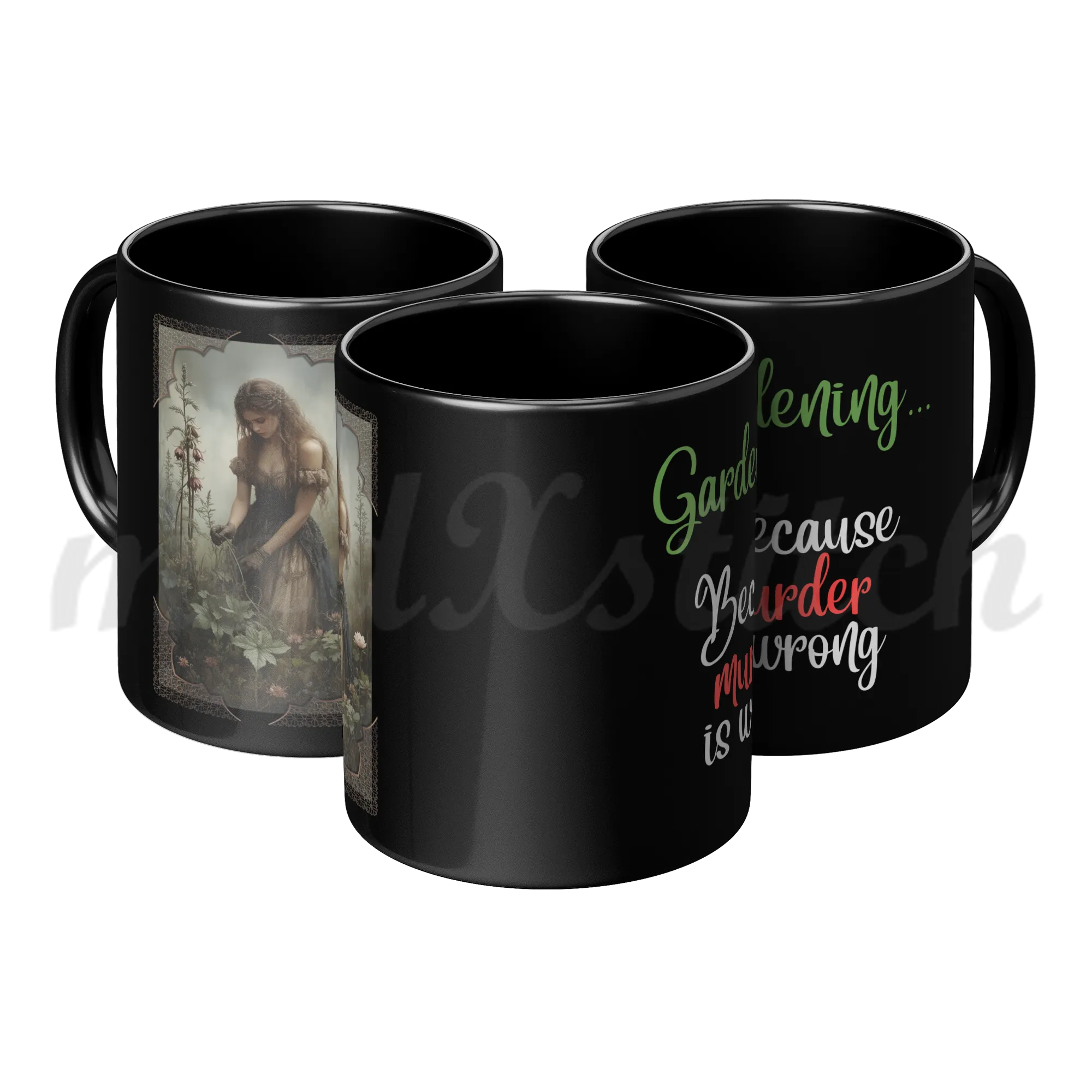 Gardening...  Black Mug 11oz