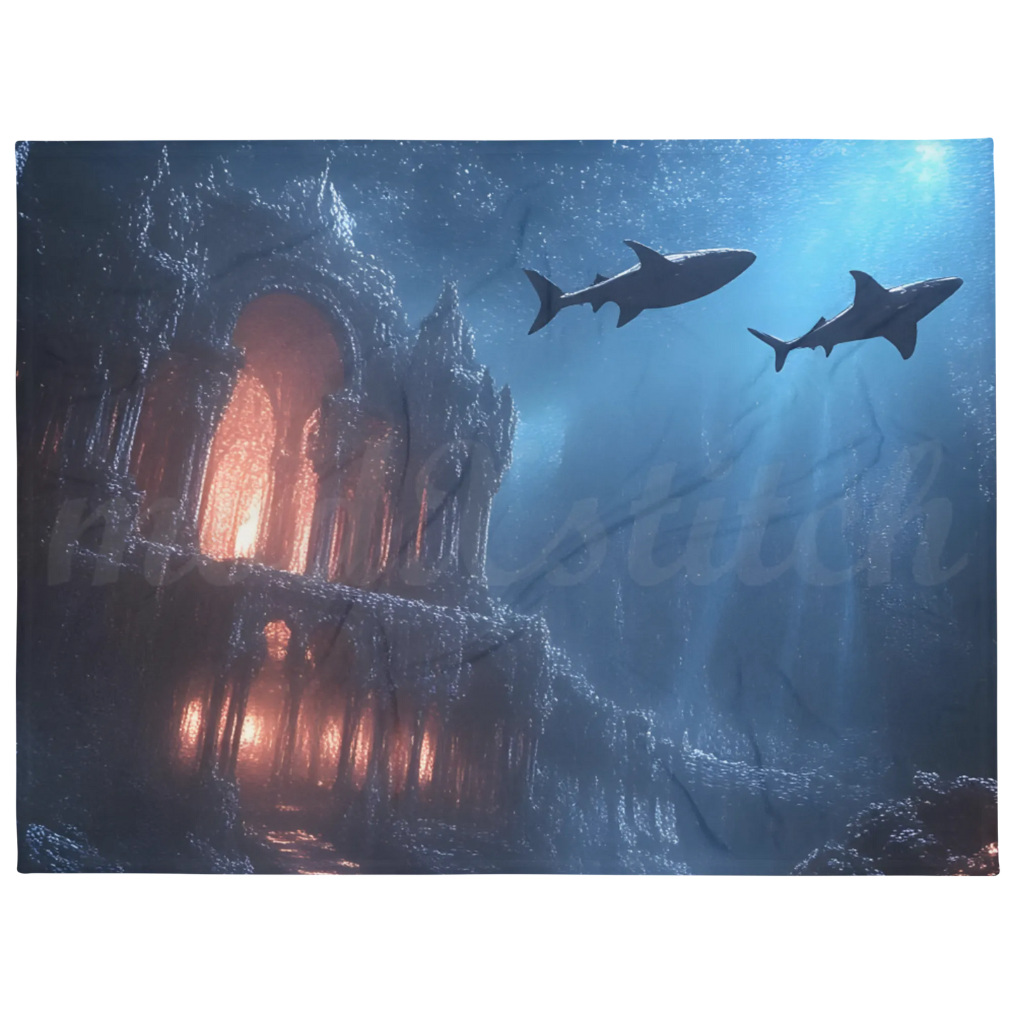 Atlantis City Ruins Large Throw Blanket