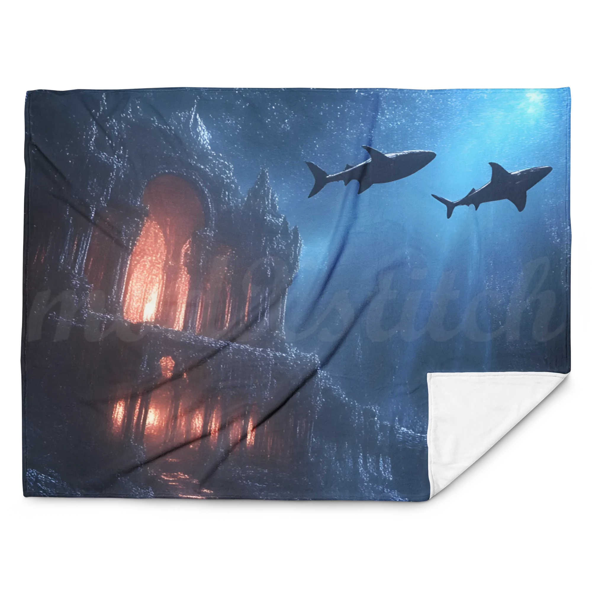 Atlantis City Ruins Large Throw Blanket