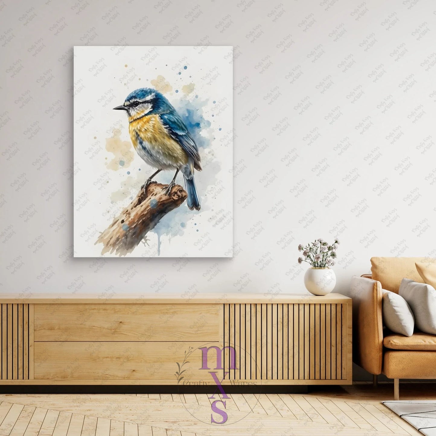 Watermarked - The Blue Tit canvas wall art (world)
