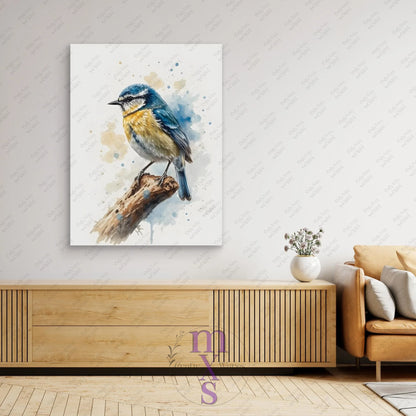 Watermarked - The Blue Tit canvas wall art (world)