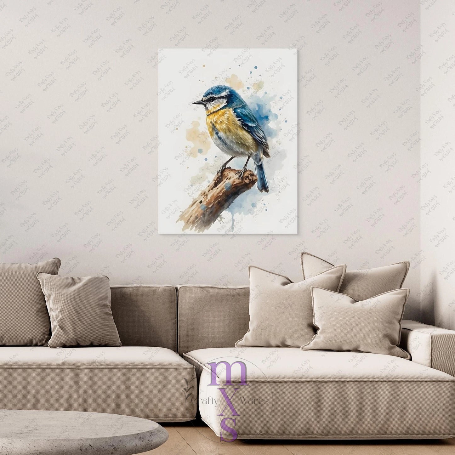 Watermarked - The Blue Tit canvas wall art (world)