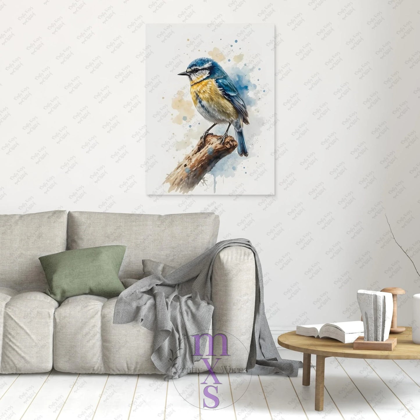 Watermarked - The Blue Tit canvas wall art (world)