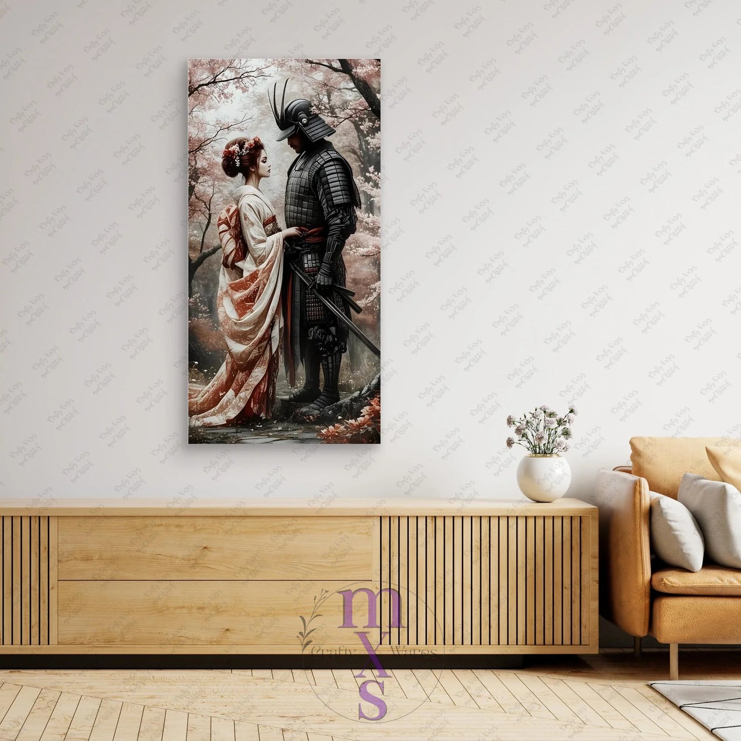 Watermarked - Geisha & Her Samurai 5 canvas wall art (world)