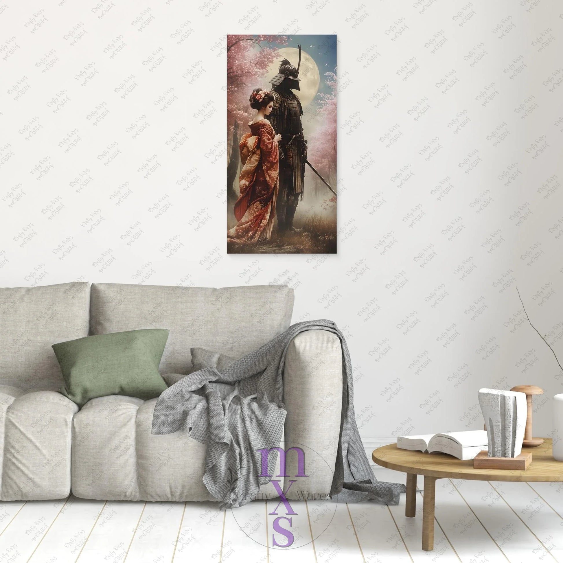 Watermarked - Geisha & Her Samurai 4 canvas wall art (world)