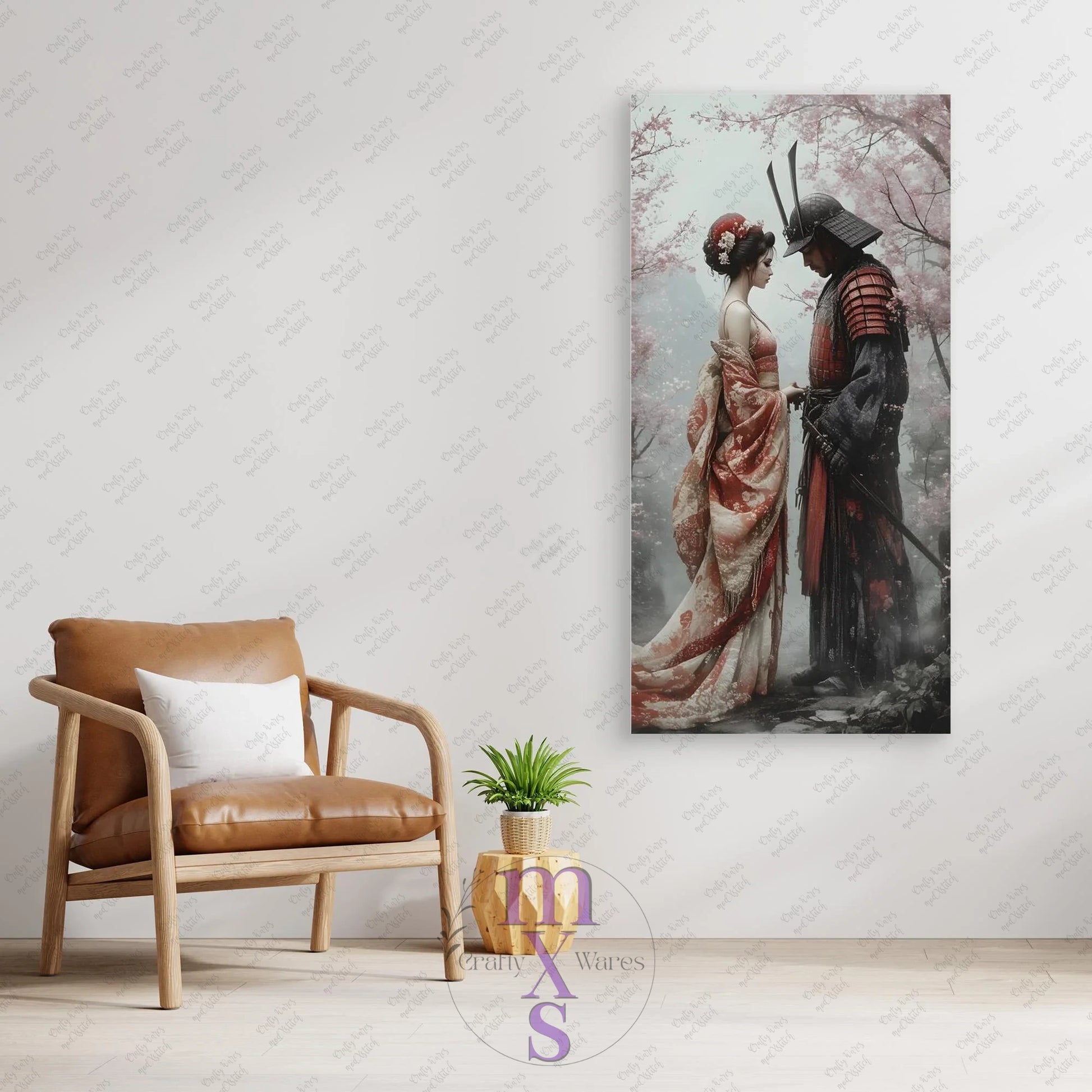 Watermarked - Geisha & Her Samurai 3 canvas wall art (world)
