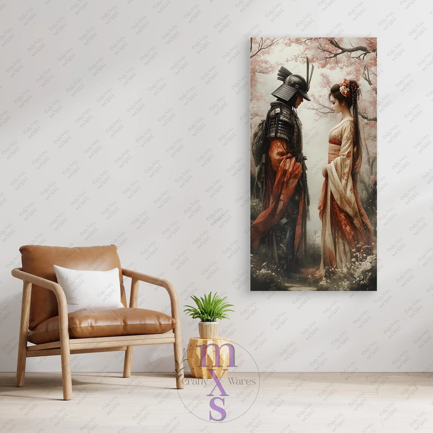 Watermarked - Geisha & Her Samurai 2 canvas wall art (world)