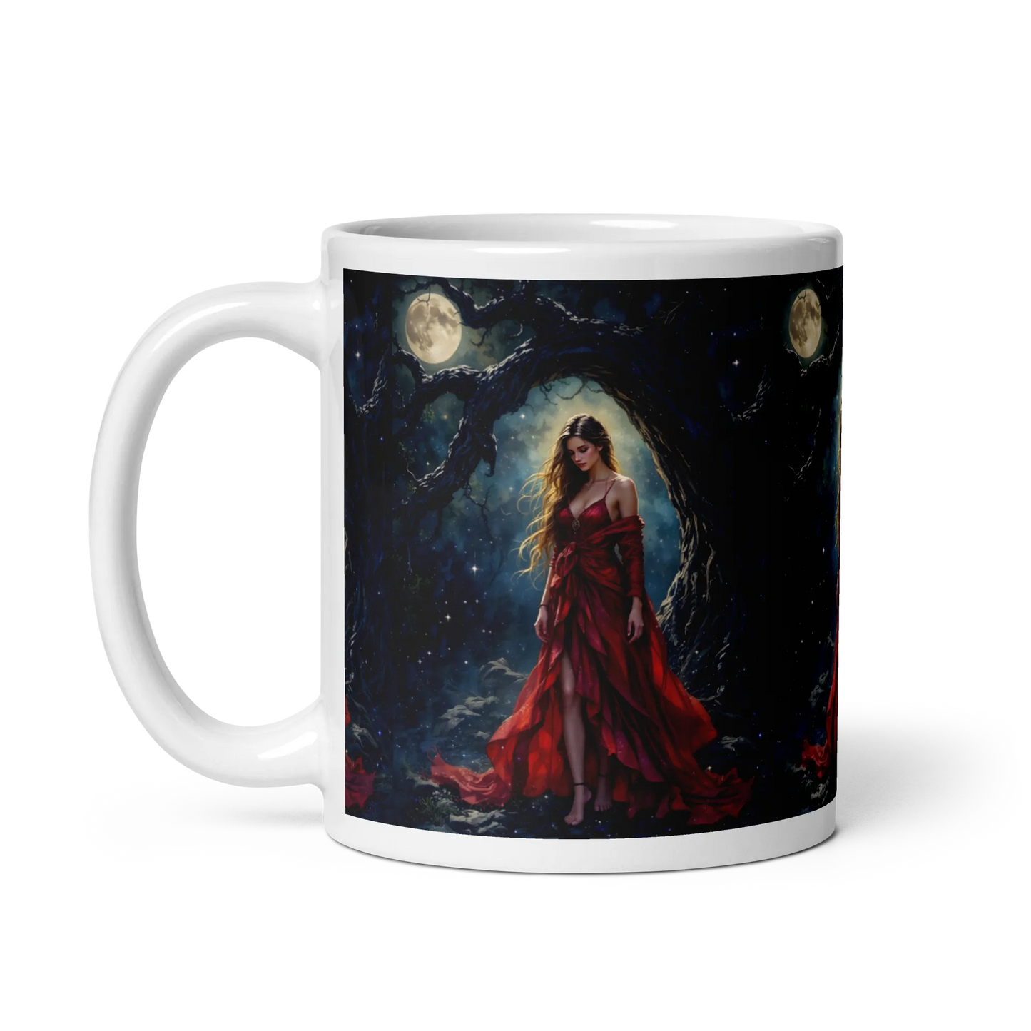 Lady in Red white mug