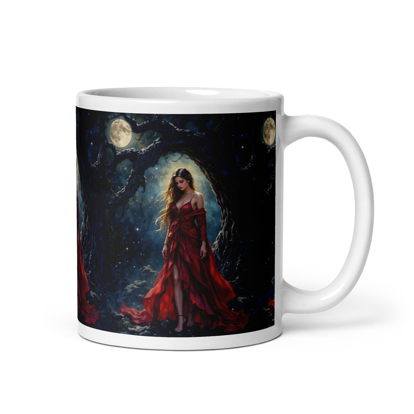 Lady in Red white mug