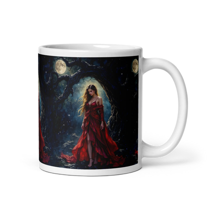 Lady in Red white mug