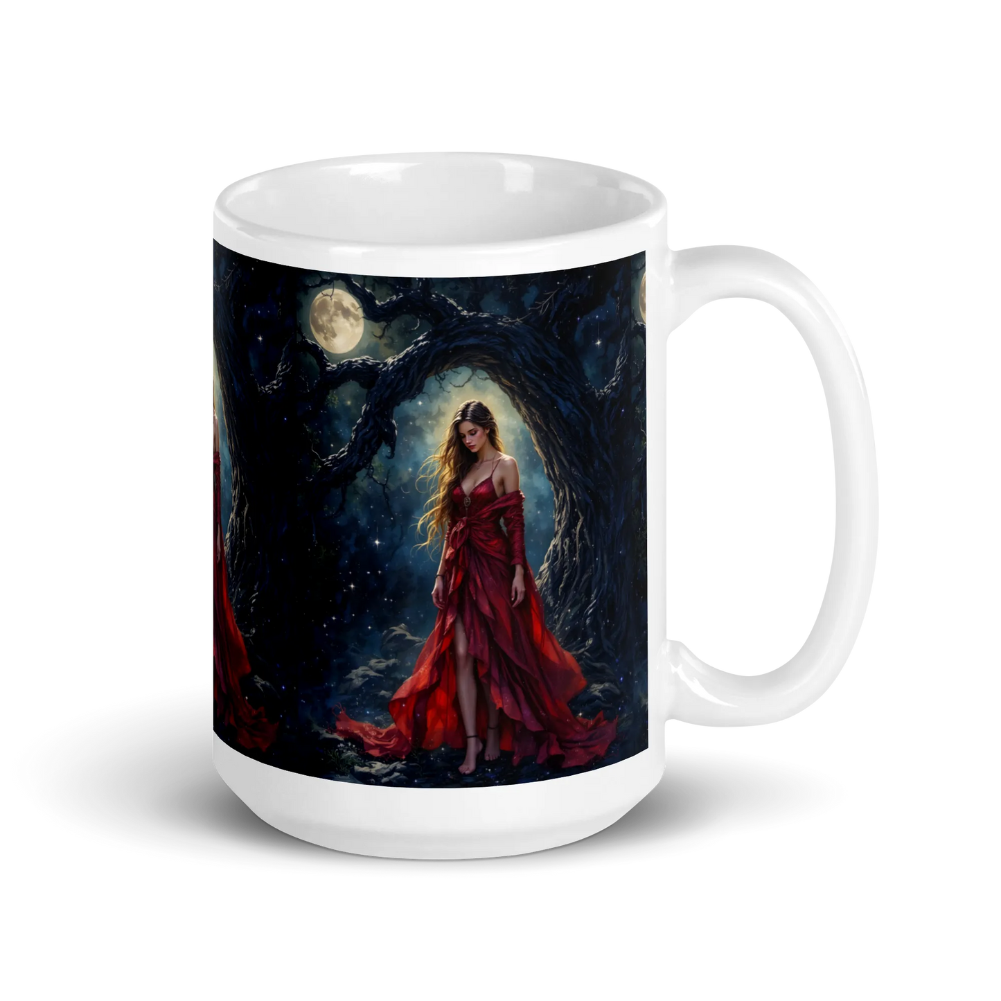 Lady in Red white mug