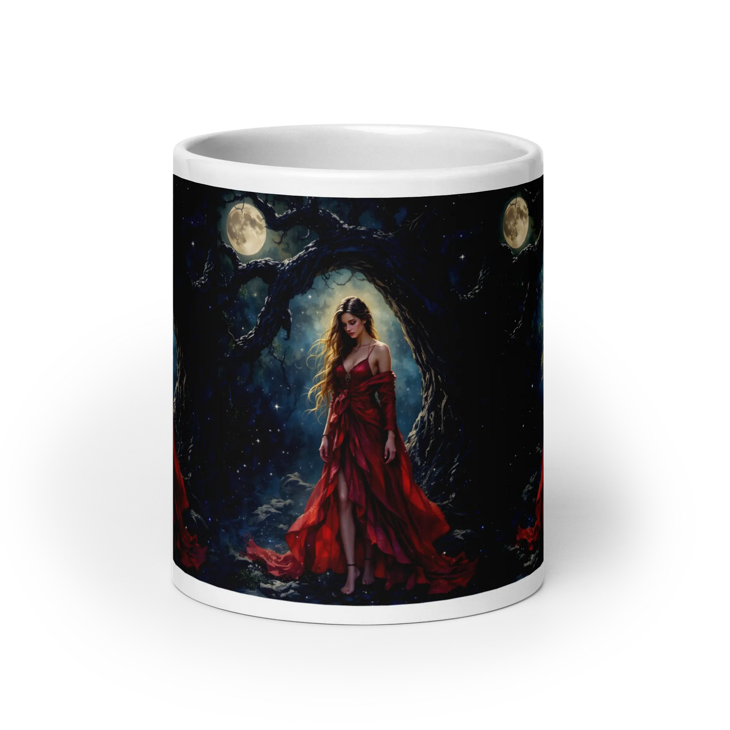 Lady in Red white mug